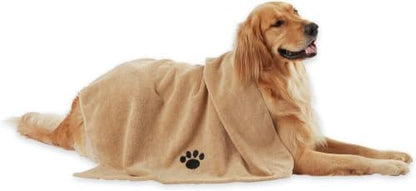 Bone Dry Pet Grooming Towel Collection Absorbent Microfiber X-Large, 41x23.5, Embroidered Taupe (Pack of 12)