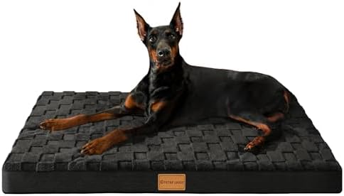 Patas Lague Orthopedic Large Dog Bed Washable Pet Crate Mat 56''X40'' Black