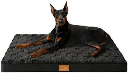Patas Lague Orthopedic Large Dog Bed Washable Pet Crate Mat 56''X40'' Black