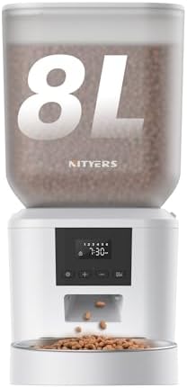 Automatic Dog Feeder - 8L/34 Cups Large Capacity Automatic Cat Food Dispenser with LCD Screen, Large Food Tray, Battery Operated, Timed Cat Feeder, Up to 50 Portions 6 Meals Per Day, Keeps Fresh