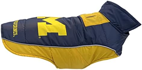 Pets First Collegiate Michigan Wolverines Puffer Vest for Dogs & Cats. Size Small. Warm, Cozy, and Waterproof Dog Coat, for Small and Large Dogs/Cats.