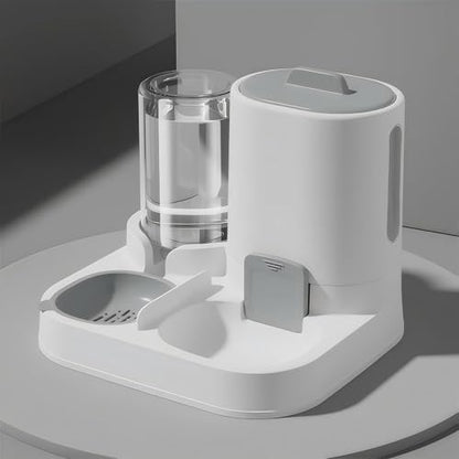 Automatic Cat Feeder and Water Dispenser, 2-in-1 Gravity Food Bowl Station