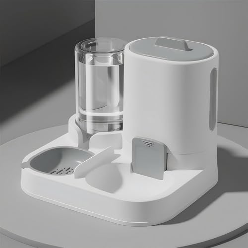 Automatic Cat Feeder and Water Dispenser, 2-in-1 Gravity Food Bowl Station