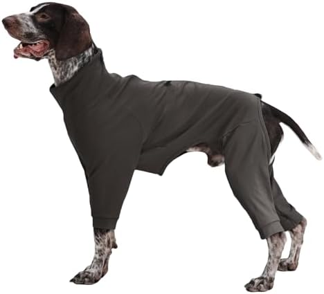 Recovery Suit for Large Dogs, Adjustable Dog Onesie, Grey, XL