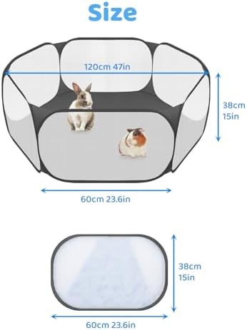 Amakunft Small Animal Playpen, Pop-Up Portable Play Yard for Guinea Pigs, Rabbits, Hamsters, Hedgehogs, Foldable Exercise Fence with Breathable Mesh for Indoor Outdoor Use