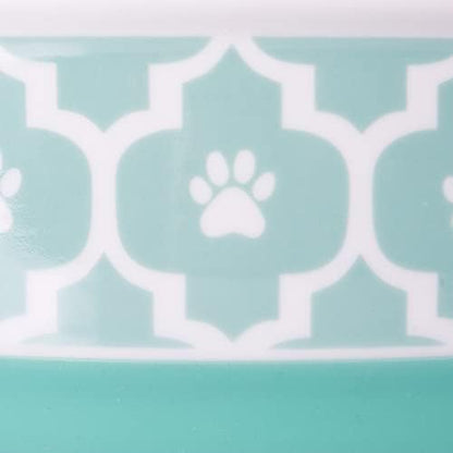 Bone Dry Lattice Collection Pet Bowl & Canister, Single Dish, Medium 6x2", Aqua