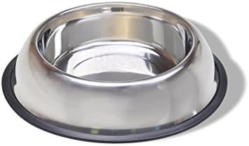 Van Ness Pets Medium Non Tip Stainless Steel Dog Bowl, 32 OZ Food and Water Dish, Wide Base Prevents Spills