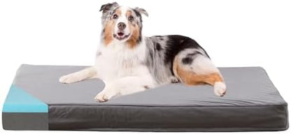 Orthopedic Memory Foam Dog Bed, Cooling Dog Beds Waterproof Pet Bed for Crate with Removable Washable Cover, L(35inch,65Lbs)