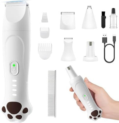 4-in-1 Dog Clippers for Grooming Kit - 45dB Quiet 150-Min Run Non-Slip Grip