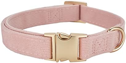 Soft Corduroy Fibric Dog Collar with High Grade Metal Buckle, for Medium Dogs(Light Pink,Medium:12-19")