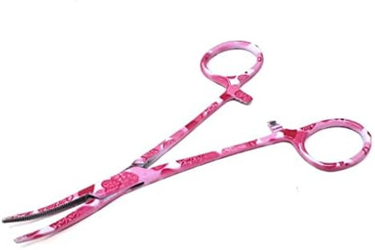 Dog Pet Ear/Nose Hair Puller Grooming Hemostat Locking Forceps Curved Pliers, 5.5" (14cm) Full Serrated Clamps Stainless Steel (Valentine)