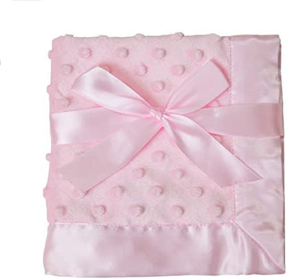 American Baby Company Heavenly Soft Chenille Security Blanket (14" x 14"), 2-Layer Design with Minky Dot & Silky Satin, Pink, for Boys and Girls