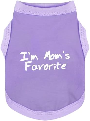 Cozy Sleeveless Canine Wear Dog Clothes, Soft, Lightweight, and Breathable Cotton Dog Shirt with I'm Mom's Favorite Print.Vest Tank Top Ideal for Small, Medium, and Large Breeds Light Purple 2XL