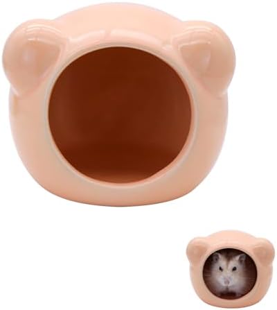 Ceramic Hamster House, Cute Animal Shaped Hamster Cave, Summer Cool Small Animal Hideout Habitat Decor for Dwarf Hamsters (Orange)