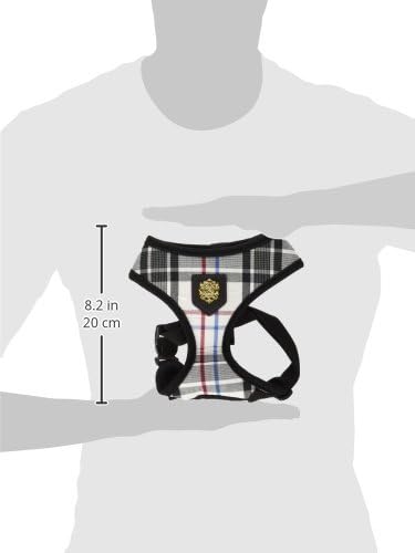 Puppia Junior Over-The-Head Dog Harness Checkered Pattern No Choke No Pull Adjustable Chest Belt Walking Training for Small and Medium Dog, Medium, Black