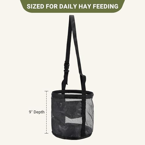 Horse Feed Bag, Mesh Feed Bags for Horses, Muzzle Feedbag for Feeding Grain, Anti-Spill Design Feeder, Soft Neck Pad, 1Pcs