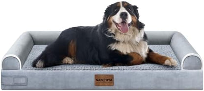 NANUYA Orthopedic Dog Bed for Jumbo Dogs, 53 x 42 Inch, Light Grey