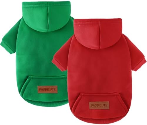 2 Pack Dog Hoodie Warm Hood Dog Sweater Cold Weather Small Dogs Sweatshirt Comfort Pet Clothes for Small Medium Dogs with Pockets Cats Chihuahua Clothes for Male Female Girl Boy Sporty Daily Wear