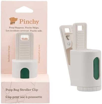 Pinchy Stroller Accessory for Dog Poop Bags – Hands-Free Clip and Bag Holder for Baby Strollers and Dog Walks