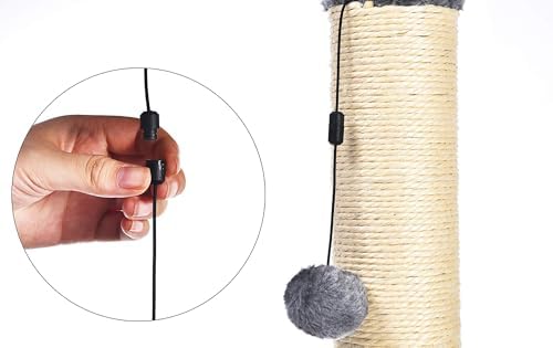 Amazon Basics Cat Scratching Post for Indoor Cats & Kittens, Medium (31.5"H), Cat Furniture with Dangling Ball Toy, Grey
