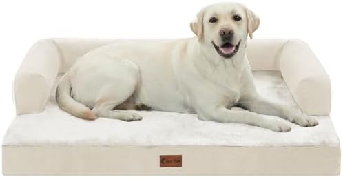 Orthopedic Washable Dog Bed for Extra Large Dogs, 45x35in, Beige