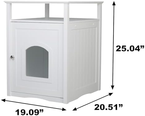 Merry Pet Cat Washroom Litter Box Cover/Night Stand Pet House, Glossy White