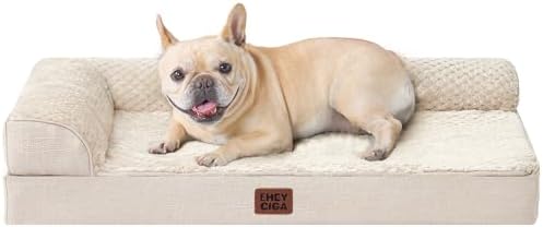 EHEYCIGA Orthopedic Dog Bed Medium Size, Memory Foam Dog Bed, Beige