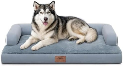 MEKIY XXL Orthopedic Waterproof Dog Bed with Bolster for Extra Large Dogs