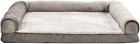 Amazon Basics Dog Bed with Premium Foam, Pressure-Relief Support for Dogs up to 55lbs, Non-Slip Bottom, Machine Washable Cover, Large Sized (36" x 27"), Taupe