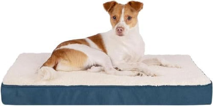 Best Pet Supplies Orthopedic Dog Bed with Memory Foam, Washable Dog Crate Mat for Small, Medium & Large Dogs, Thick Mattress for Crates, Kennels or Floor, Waterproof Pet Bed - Blue, 35 x 22 x 4