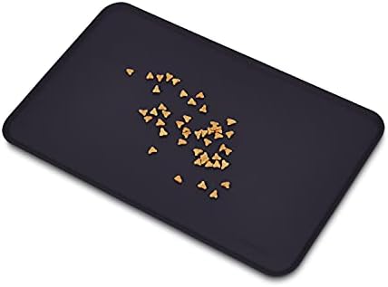 Amazon Basics Waterproof Non-Slip Silicone Pet Feeding Mat with Raised Edges for Food and Water Bowls, Easy to Clean Pet Placemat to Protect Floors, 18.5" x 11.5", Black