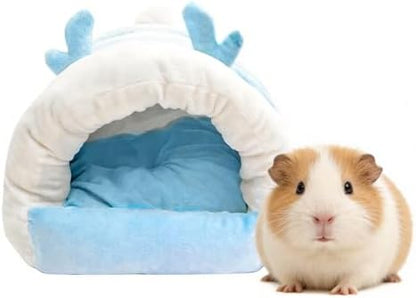 Guinea Pig Hideout, Warm Bed for Guinea Pig,Rabbits, Chinchillas, Guinea Pig Bed, Cozy Small Animal Winter Shelter (Blue, Medium)