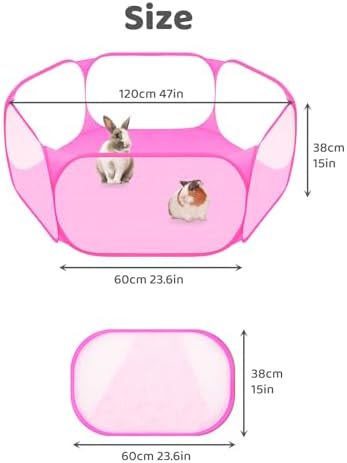 Amakunft Small Animal Playpen, Pop-Up Portable Play Yard for Guinea Pigs, Rabbits, Hamsters, Hedgehogs, Foldable Exercise Fence with Breathable Mesh for Indoor Outdoor Use