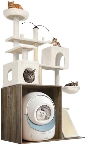 Cat Tree Tower for Automatic Litter Box, 68 Inches, Grey