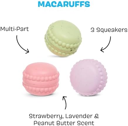 BarkBox Macaruffs Dog Toy - 3-Part - Toy for Medium to Large Dogs