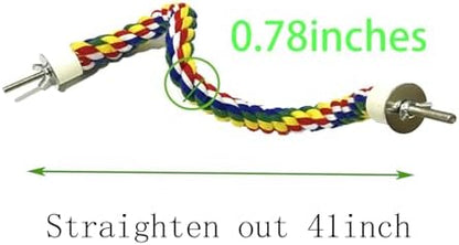 41Inch × 0.8-Inch Diameter Nipple Style Bird Rope Perch, Bird cage Accessories, Rope perches for Conures,Parrots,Cockatiel,Lovebird,Budgerigar,Parakeet perches Birds Standing Pole