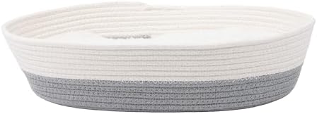 Kitty City Woven Cat Bed with Removable Washable Cushion, Cozy Braided Rope Indoor Cat Bed with Natural Catnip, Warm Round Cat Bed for Small to Medium Cats, 14” x 19" - White/Grey