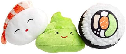 Pearhead Sushi Plush Squeaky Dog Toys, Gift Set