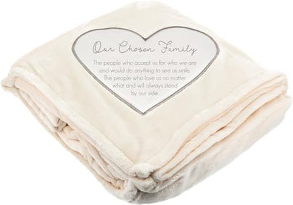 Pavilion Gift Company - Chosen Family Royal Plush Blanket, The Comfort Blanket, Throw Blanket for Couch, Soft Fluffy Sofa Bed Blanket, 1 Count, 50 x 60 Inches, Cream