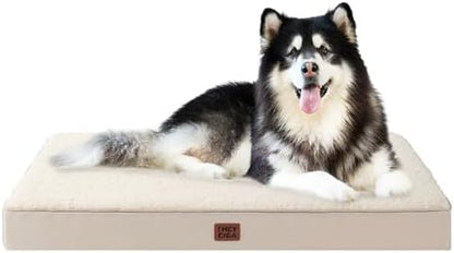 EHEYCIGA Orthopedic Dog Bed Large with Removable Washable Cover, 47IN Camel