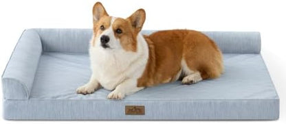 COZY KISS Cooling Dog Bed, Q-Max >0.4 Orthopedic Foam Dog Bed with Sides