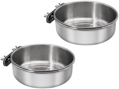 Bird Feeding Dish Cups, Stainless Steel, 2 Pack, Medium
