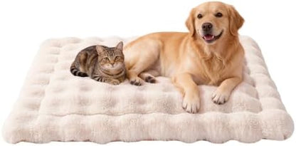 SOMAHE Plush Dog Bed Mat, Machine Washable, Large 35x27 Milky White