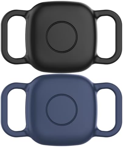 DDJ Waterproof Dog Collar Holder for Life360 Tile Mate Tracker, 2-Pack Durable Silicone Cover, Anti Lost for Life 360 Tile Tracker Case for Cat & pet Collars, Easy Installation, Black,Blue