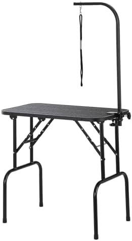 VEVOR Pet Grooming Table, 32 x18 Inch with Height Adjustable Arm, 220LBS Static Weight Capacity, Foldable Dog Groom Station with No-Sit Haunch Holder with Grooming Loop, for Medium and Small Dogs
