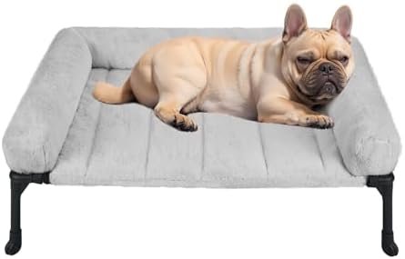 Veehoo Elevated Dog Beds Medium Sized Dog with Fluffy Plush Bolster Cushion