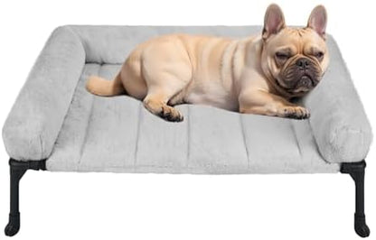 Veehoo Elevated Dog Beds Medium Sized Dog with Fluffy Plush Bolster Cushion