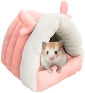 Guinea Pig Hideout, Warm Bed for Guinea Pig,Rabbits, Chinchillas, Guinea Pig Bed, Cozy Small Animal Winter Shelter (Pink, Small)