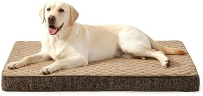 JOEJOY XL Dog Bed for Large Dogs up to 80 lbs, Fits 41" & 42" Crates, Orthopedic Egg Crate Foam Pet Bed with Washable Cover & Waterproof Liner, Non-Slip Bottom (41"x27", Brown)