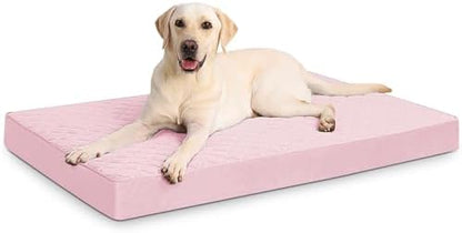 NUPIDA Orthopedic Large Dog Bed for Crate with Washable Cover, 35x22, Pink